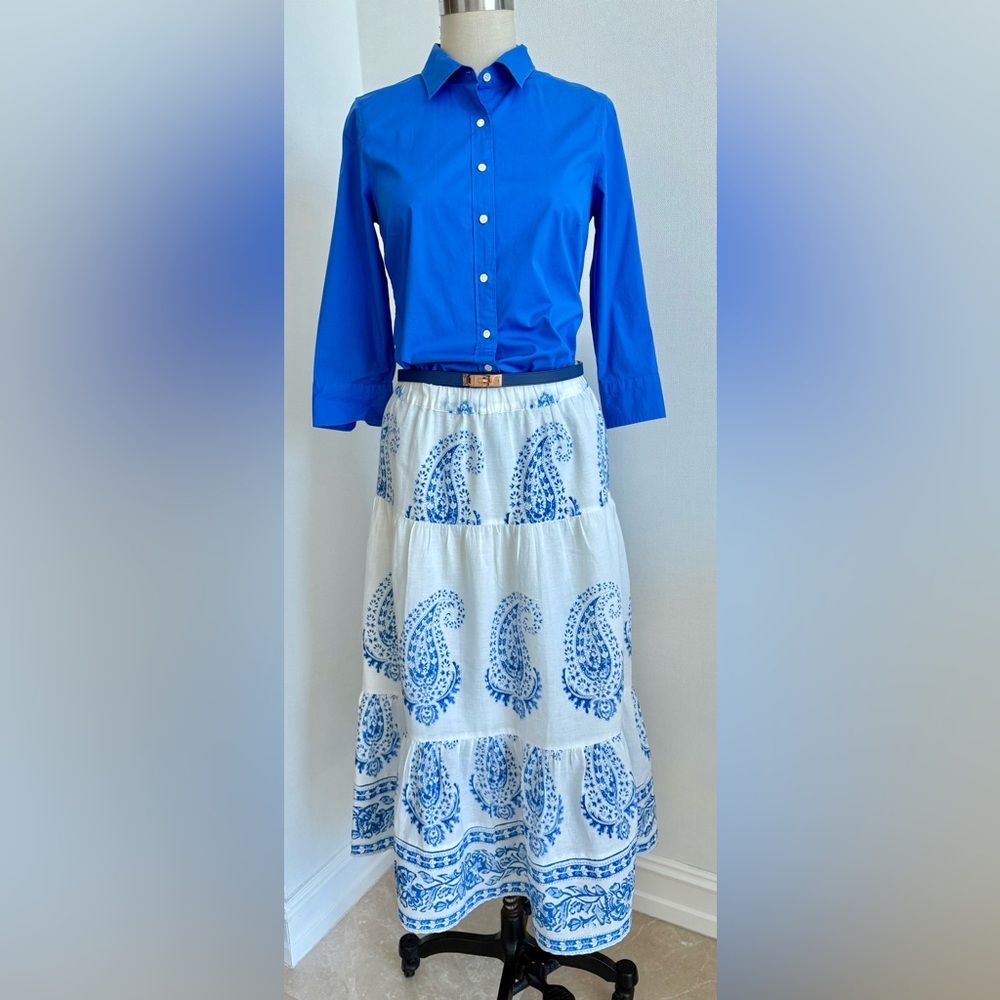 J. Crew Haberdashery cobalt Blue Cotton Blend Shirt, 3/4 sleeves Size S ( 4) - Picture 10 of 14
